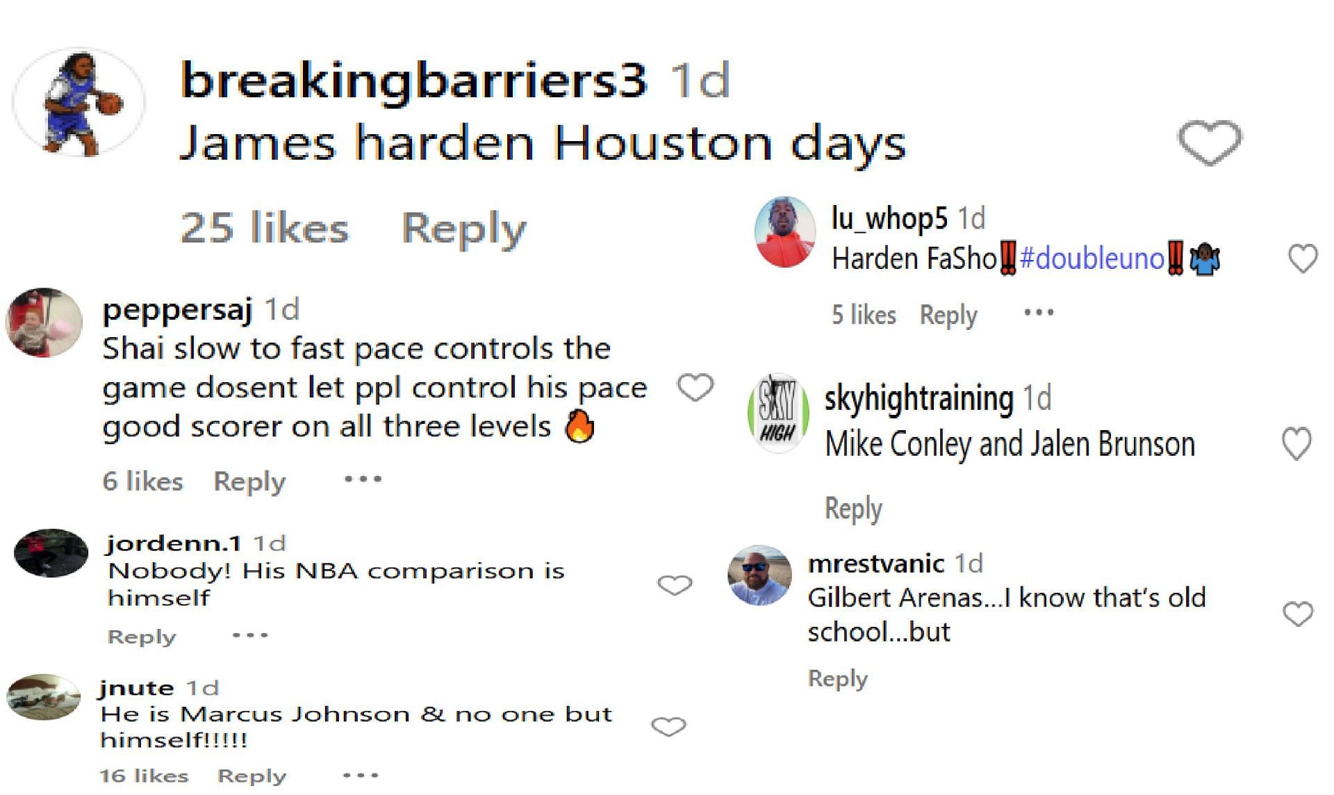 Hoops fans comment on which NBA player Marcus Johnson reminds them of (source: IG/ t.k.productionz)